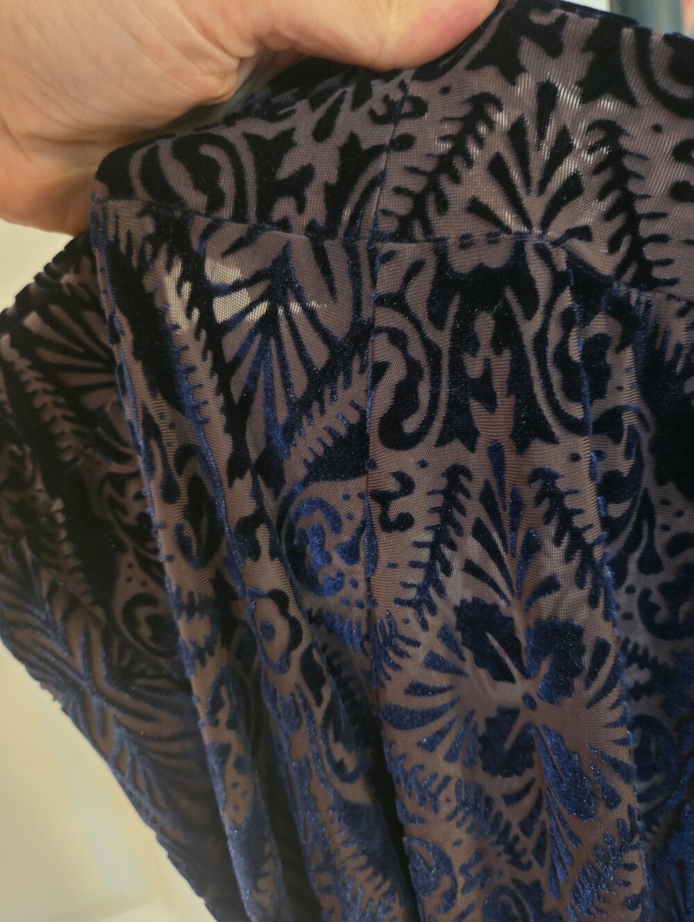 Warrior Within BLUE Velvet And Sheer Flared Pants - Picture 5 of 6